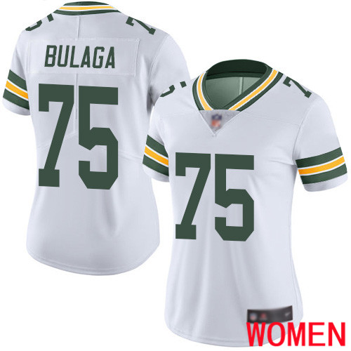 Green Bay Packers Limited White Women #75 Bulaga Bryan Road Jersey Nike NFL Vapor Untouchable->women nfl jersey->Women Jersey